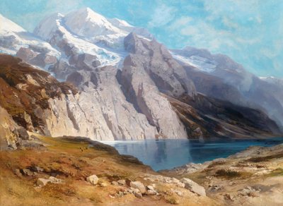 Uitzicht op de Doldenhorn met Oeschinensee door Carl Heyn